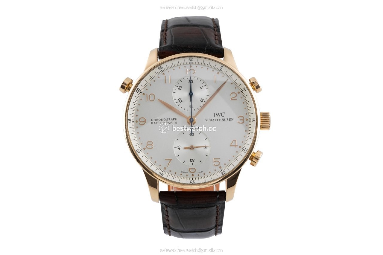 IMG_9085 IWC Portuguese Chronograph Mens watch Unisex Manual winding Yellow gold 3712 Replica 2