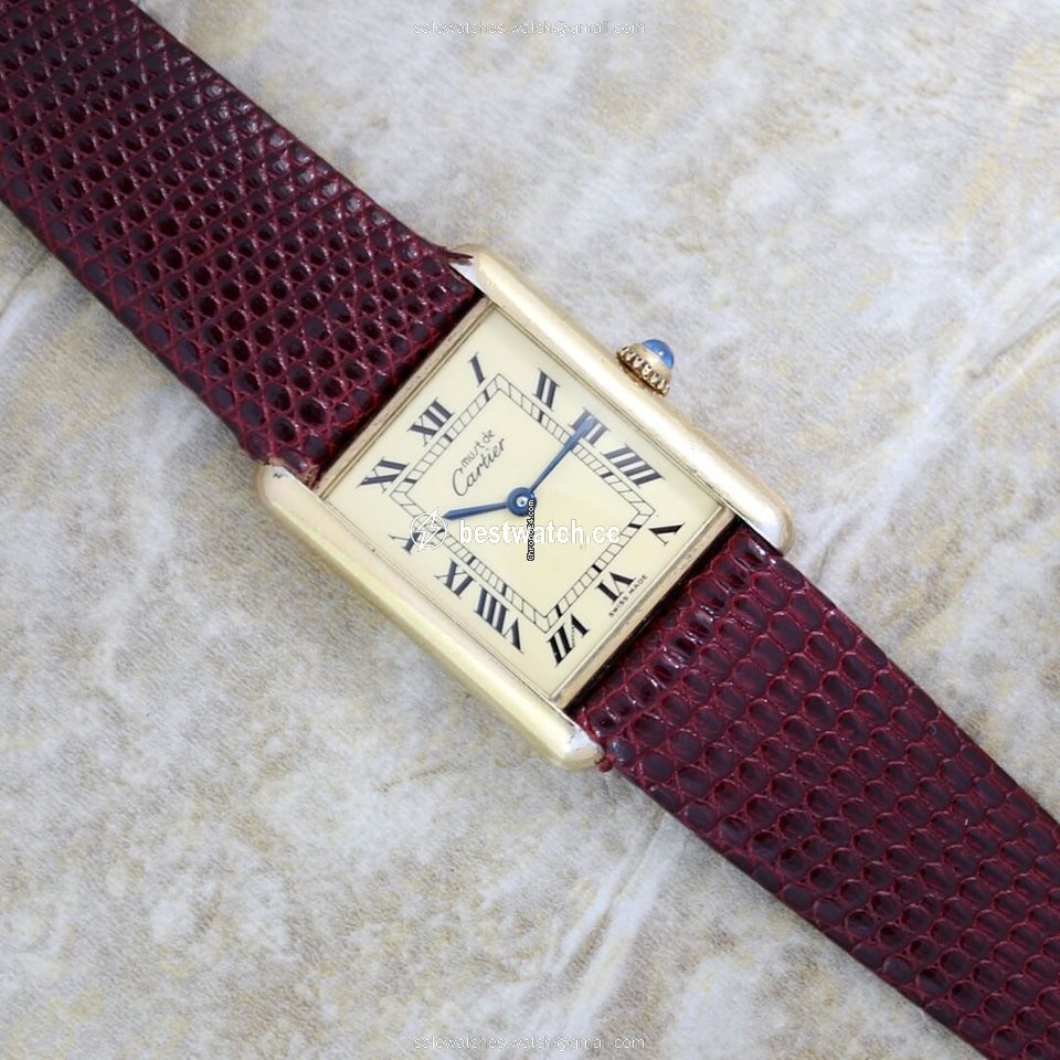 IMG_9085 Cartier Tank Vermeil Womens watch Quartz Gold Steel 590005 Replica 2