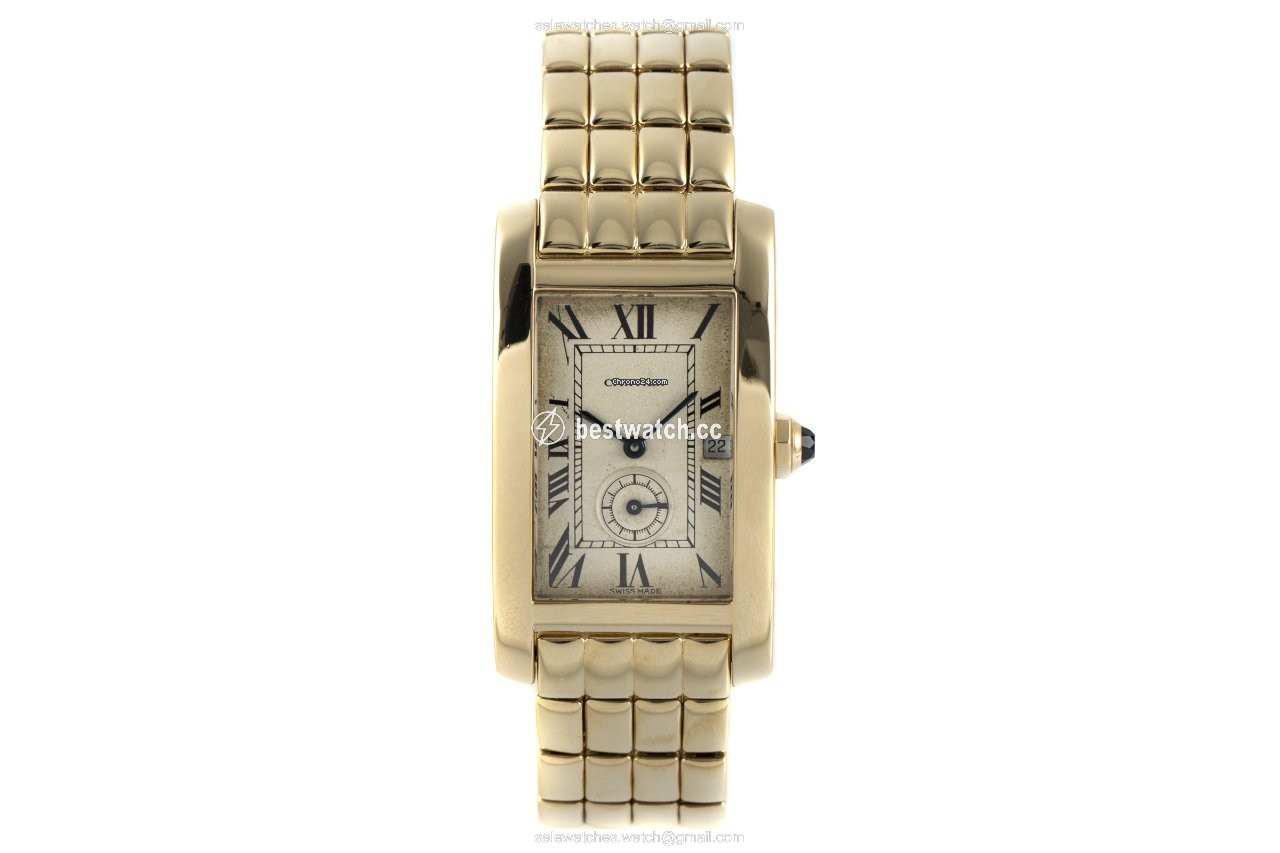 Cartier Tank Americaine Mens watch Unisex Quartz Yellow gold 1716 Replica 2