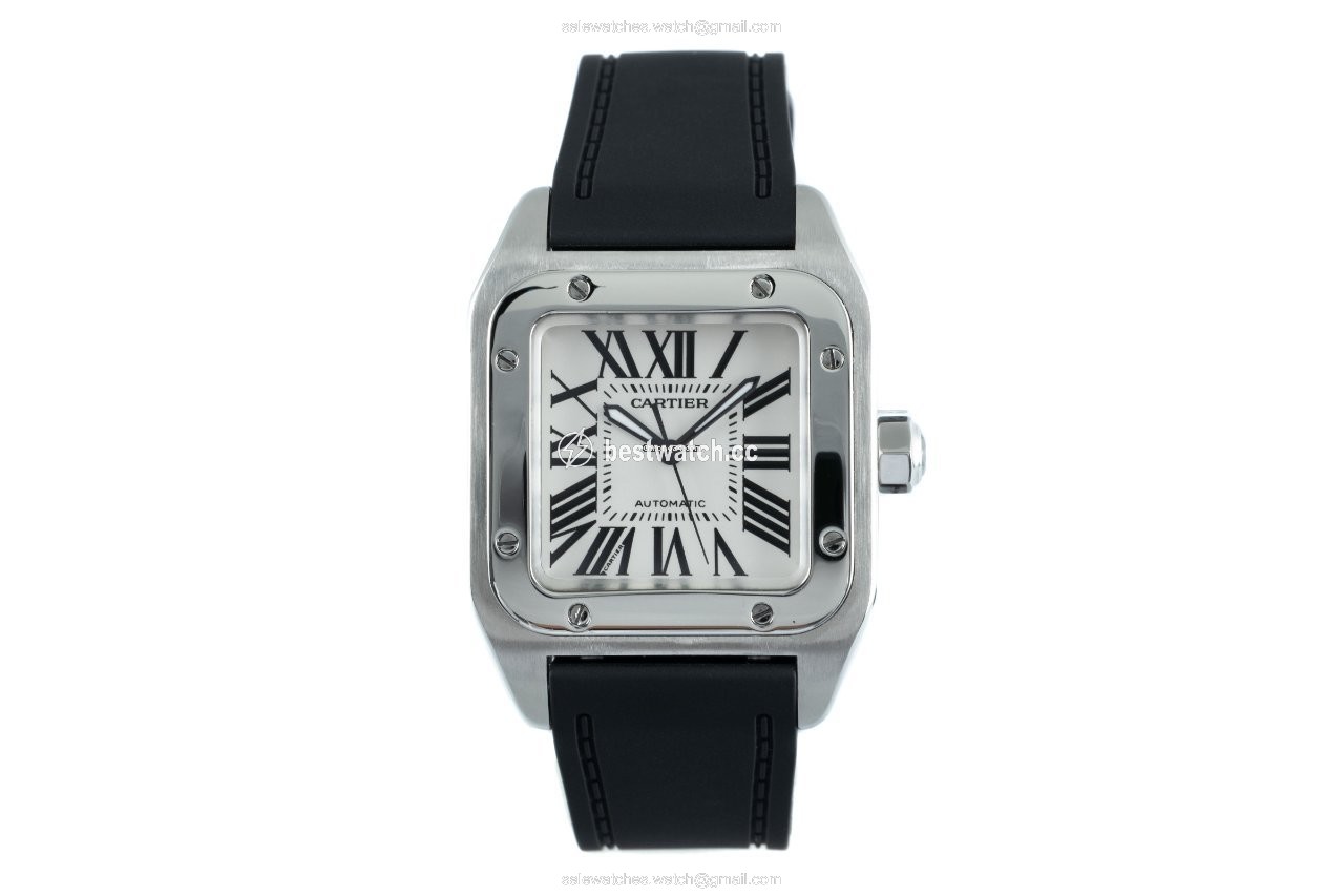 IMG_9085 Cartier Santos 100 Mens watch Unisex Automatic Steel 2878 Replica 2