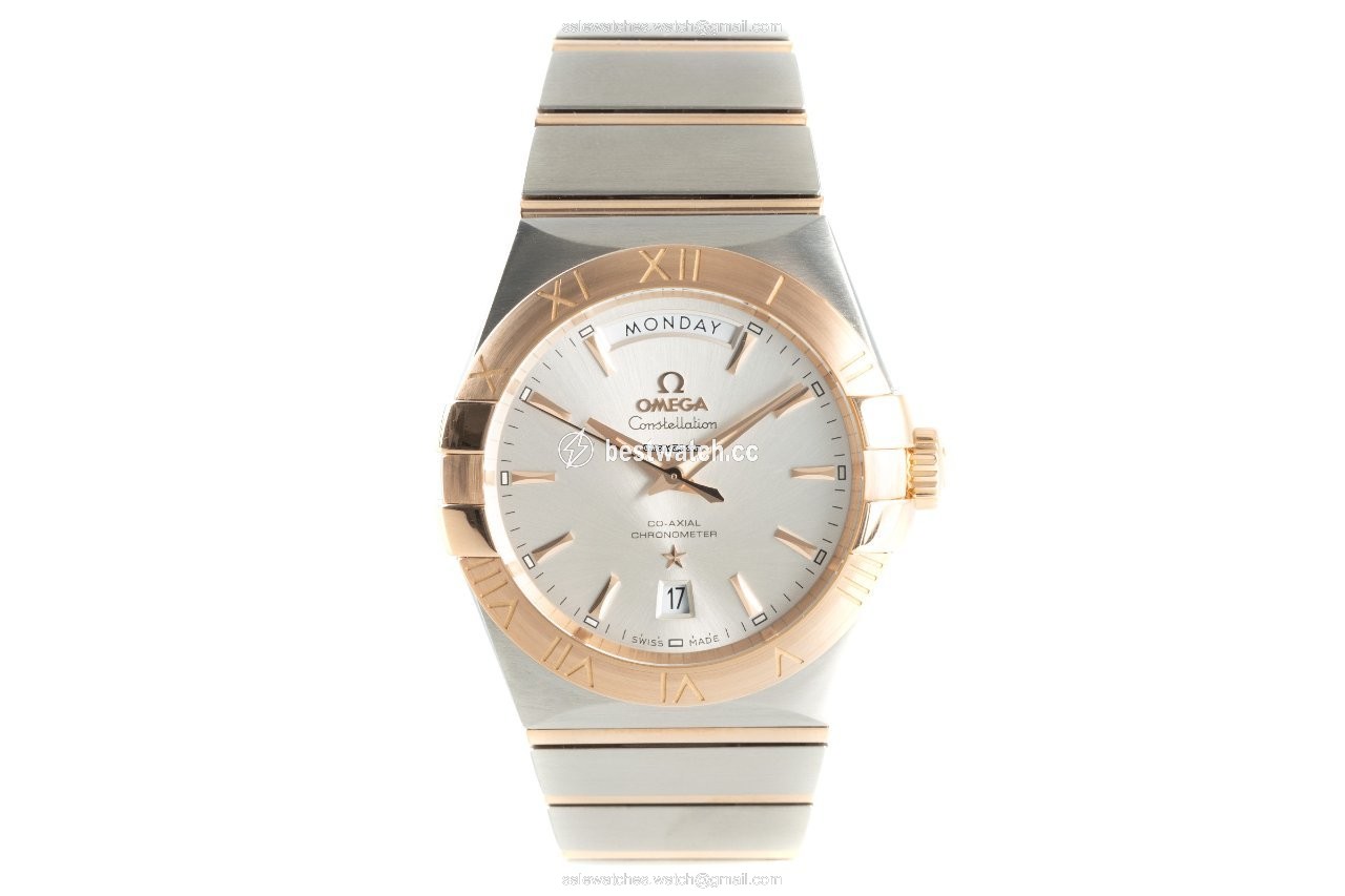 Omega Constellation Day-Date Mens watch Unisex Automatic Gold Steel 123.20.38.22.02.001 Replica 2