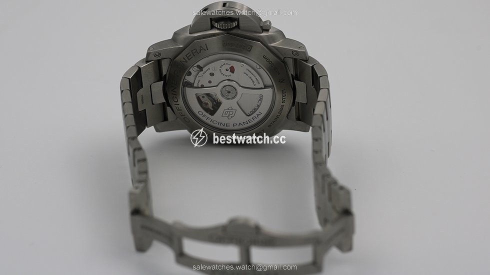 IMG_9085 Panerai Luminor 1950 3 Days GMT Automatic Mens watch Unisex Automatic Steel PAM 00329 Replica 2