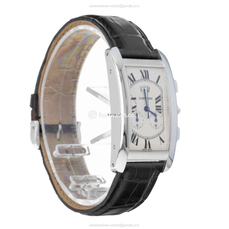IMG_9085 Cartier Tank Americaine Mens watch Unisex Quartz White gold 2569 W007976 Replica 2
