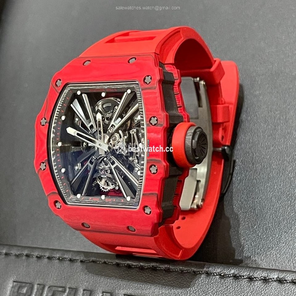 Richard Mille Mens watch Unisex Automatic Carbon Richard Mille RM 12-01 Tourbillon Red Quartz Tpt Replica 2