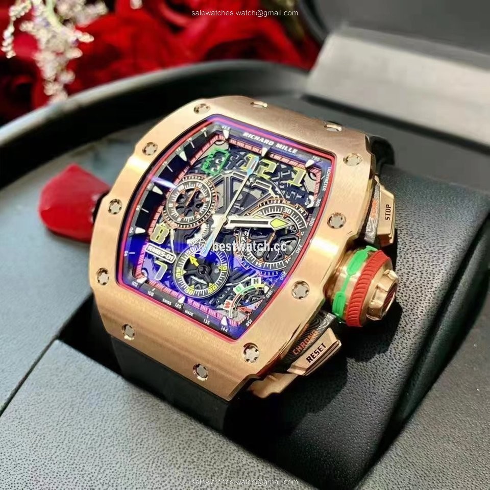 Richard Mille Mens watch Unisex Automatic Carbon Richard Mille RM65-01 Rose Gold Replica 2