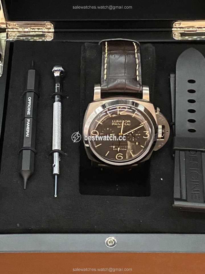 IMG_9085 Panerai Luminor 1950 8 Days GMT Mens watch Unisex Manual winding Titanium PAM 00656 Replica 2