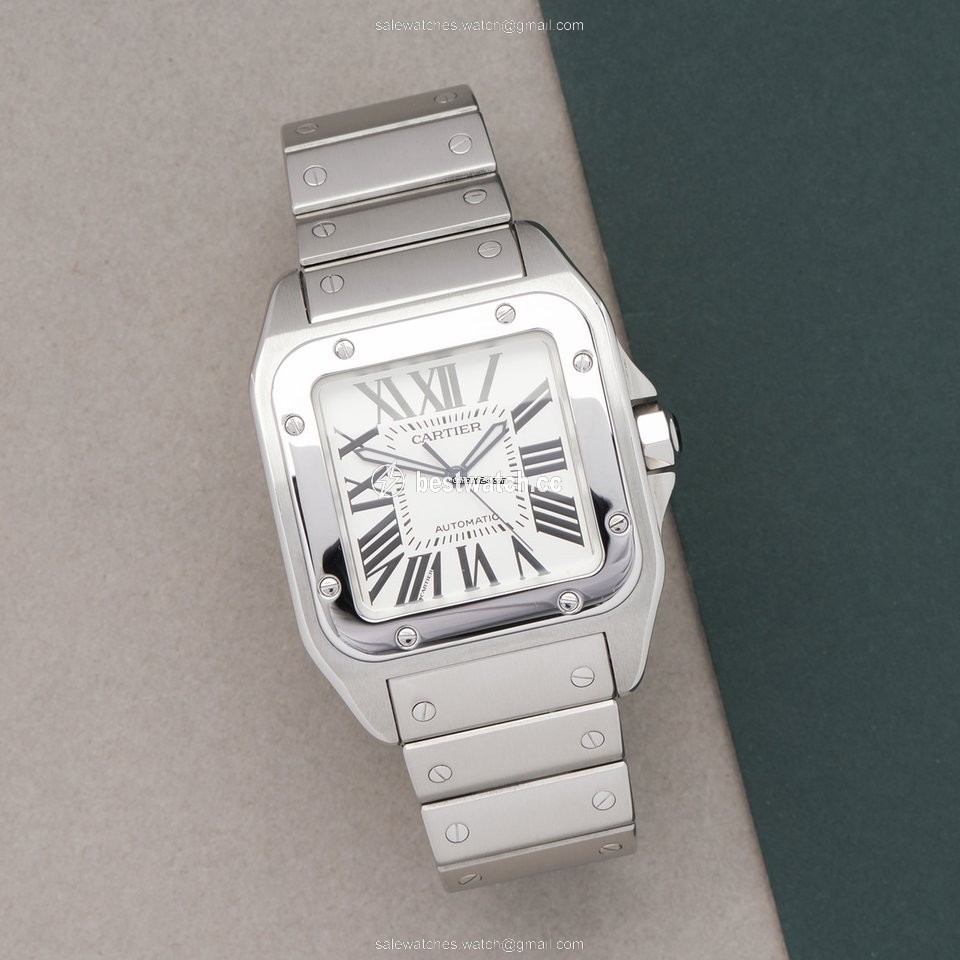 IMG_9085 Cartier Santos 100 Mens watch Unisex Automatic Steel W200737G or 2656 Replica 2
