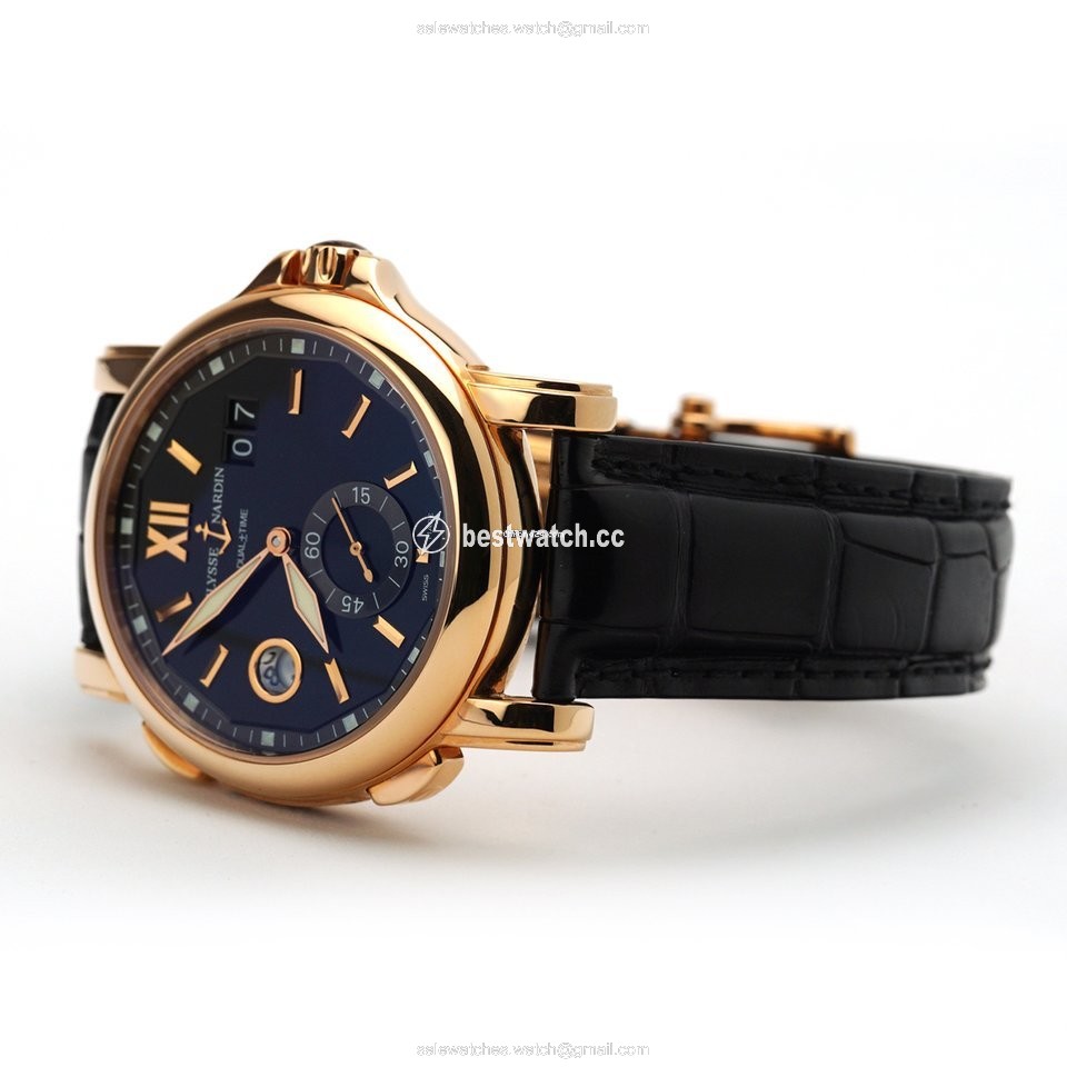 IMG_9085 Ulysse Nardin Dual Time Mens watch Unisex Automatic Rose gold 246-55 32 Replica 2