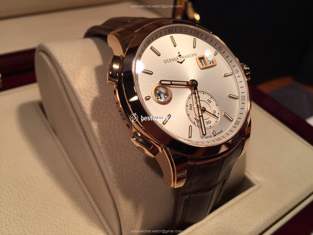 IMG_9085 Ulysse Nardin Dual Time Mens watch Unisex Automatic Rose gold 3346-126 Replica 2