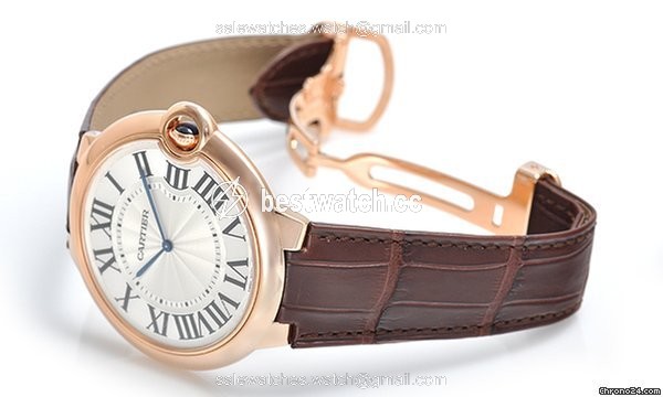 IMG_9085 Cartier Ballon Bleu 44mm Mens watch Unisex Manual winding Rose gold W6920054 Replica 2