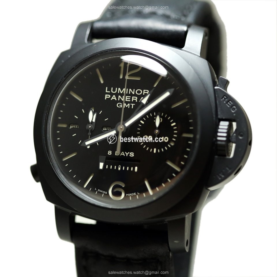IMG_9085 Panerai Luminor 1950 8 Days Chrono Monopulsante GMT Mens watch Unisex Manual winding Ceramic PAM 00317 Replica 2
