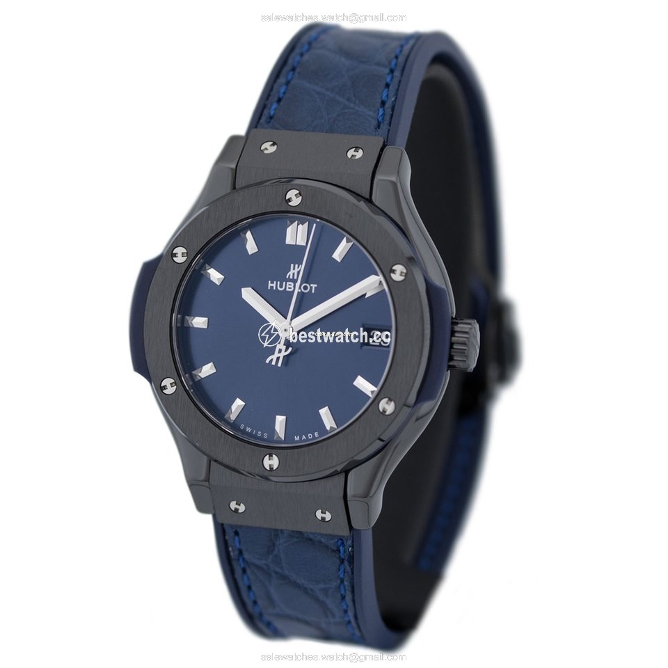 IMG_9085 Hublot Classic Fusion Blue Womens watch Quartz Ceramic 581.CM.7170.LR Replica 2
