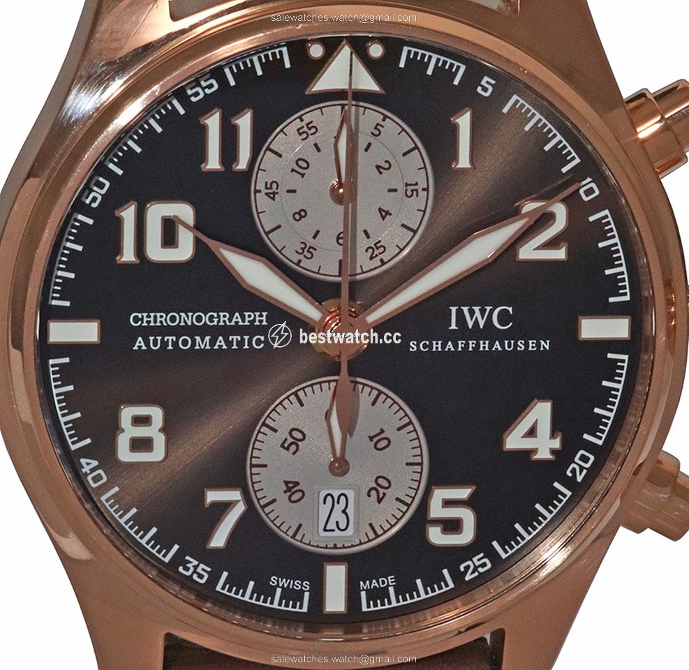 IWC Pilot Chronograph Mens watch Unisex Automatic Rose gold IW387805 Replica 2