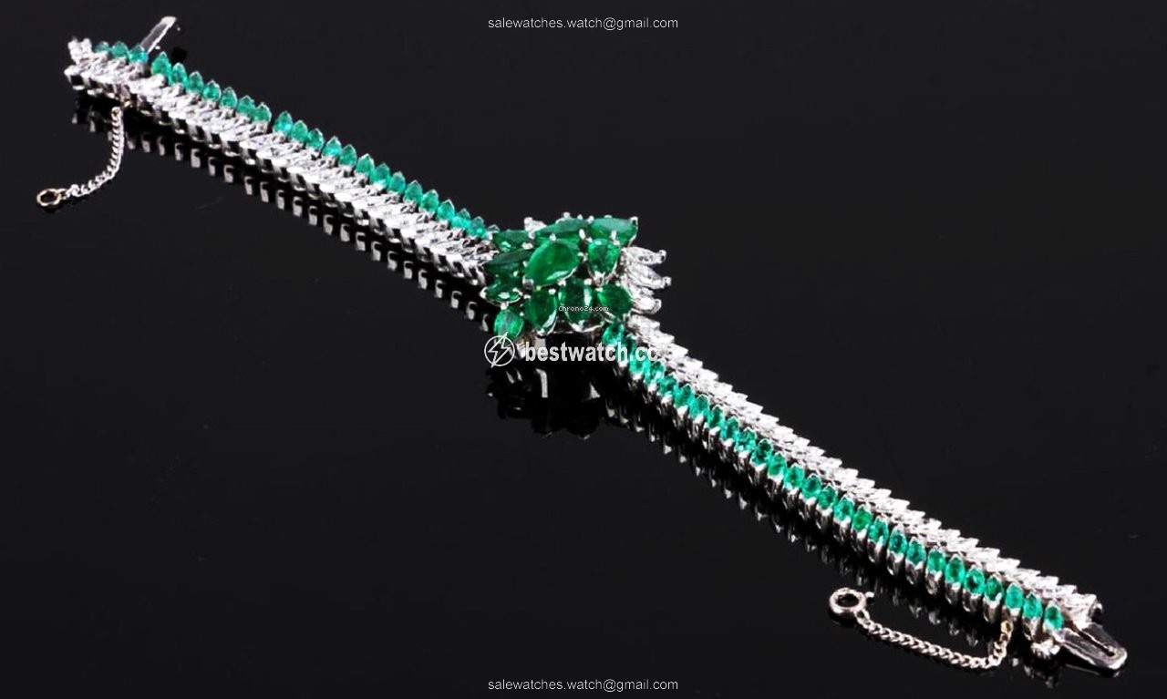 IMG_9085 IWC Womens watch Manual winding Platinum 1940s IWC RARE PLATINUM EMERALD DIAMOND CONCEALED LADIES Replica 2