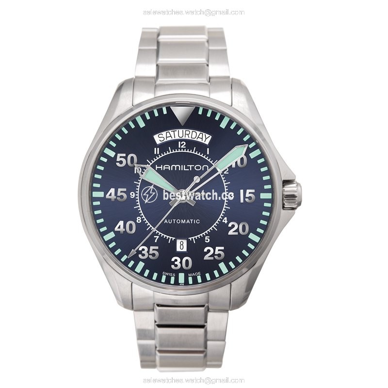 Hamilton Khaki Pilot Day Date Mens watch Unisex Automatic Steel H64615145 Replica 2