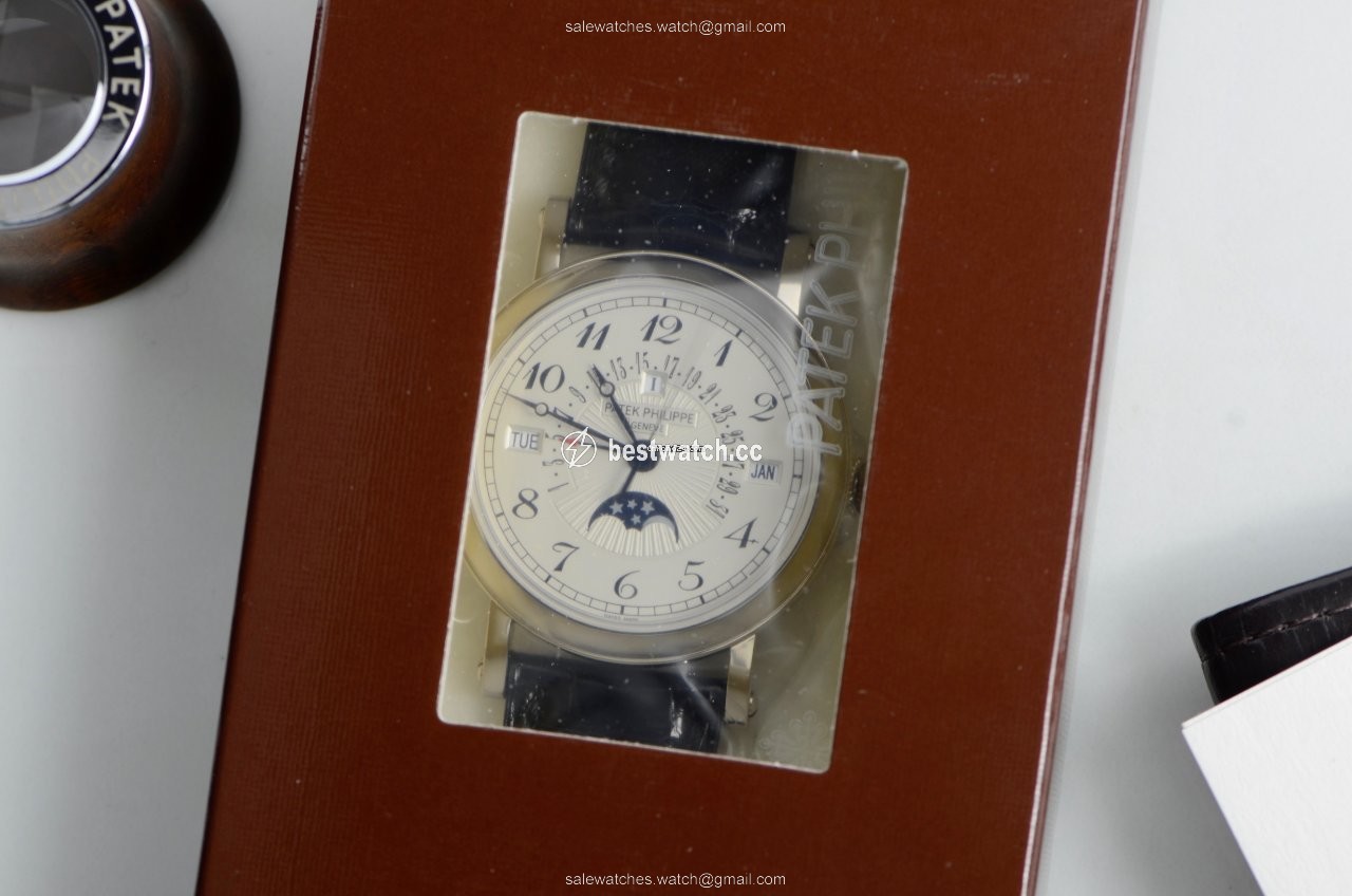 IMG_9085 Patek Philippe Perpetual Calendar Mens watch Unisex Automatic White gold 5159G-012 Replica 2