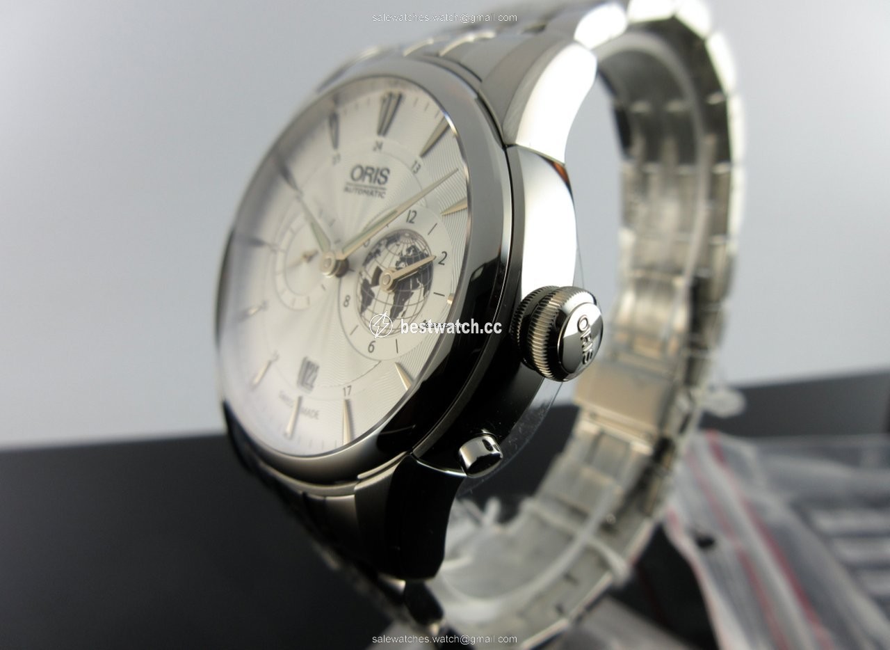 IMG_9085 Oris Artelier Worldtimer Mens watch Unisex Automatic Steel 01 690 7690 4081-Set MB Replica 2