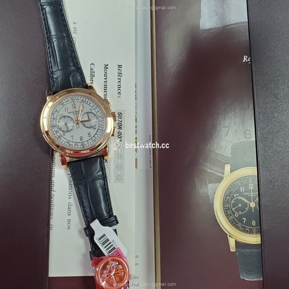 Patek Philippe Chronograph Mens watch Unisex Manual winding Rose gold 5070R 3