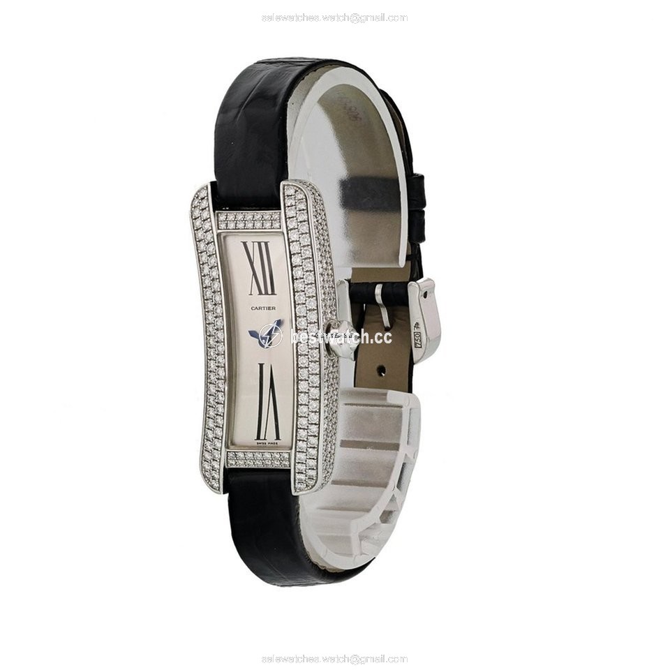 IMG_9086 Cartier Tank Americaine Womens watch Quartz White gold 2625 3