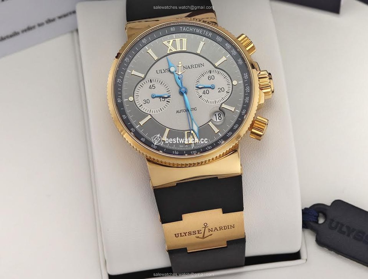 IMG_9086 Ulysse Nardin Marine Chronograph Mens watch Unisex Automatic Rose gold 356-66-3 319 3