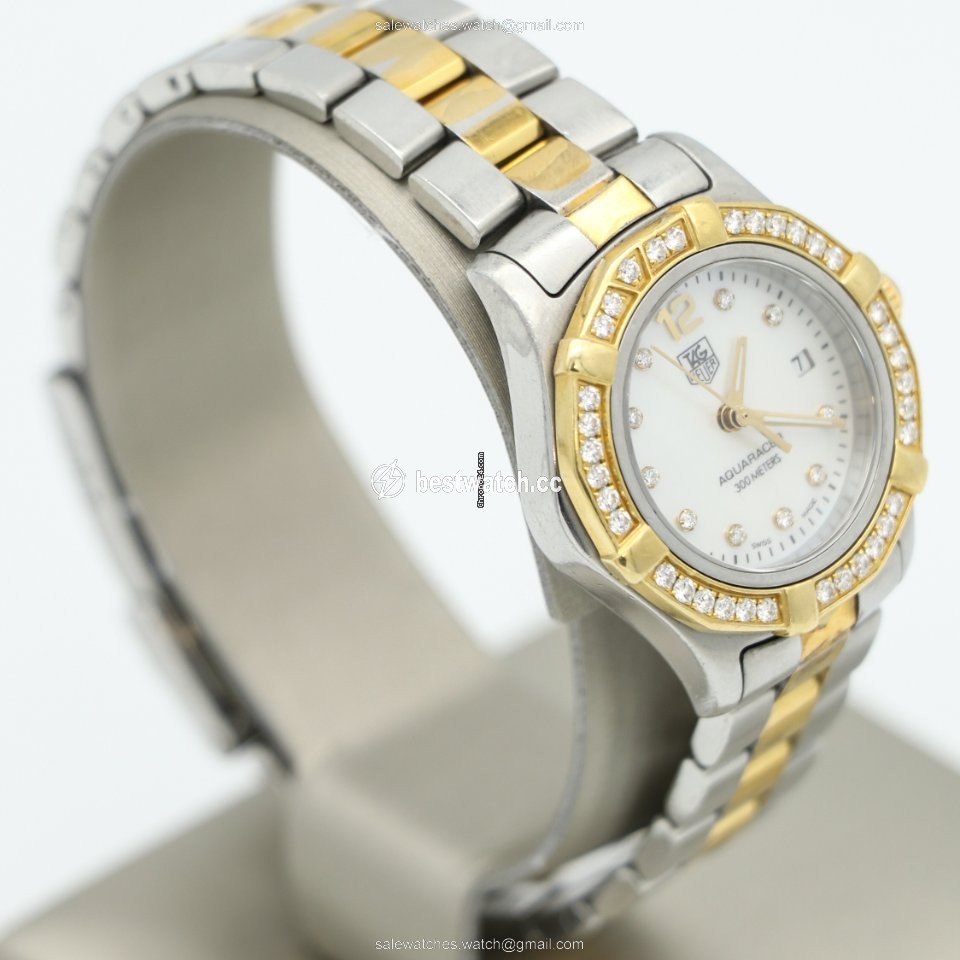 IMG_9086 TAG Heuer Aquaracer Lady Womens watch Quartz Gold Steel WAF1450.BB0825 3