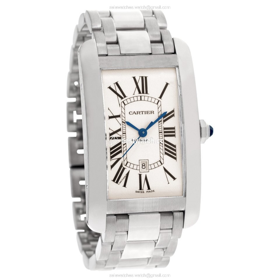 IMG_9086 Cartier Tank Americaine Mens watch Unisex Automatic White gold W2605511 3