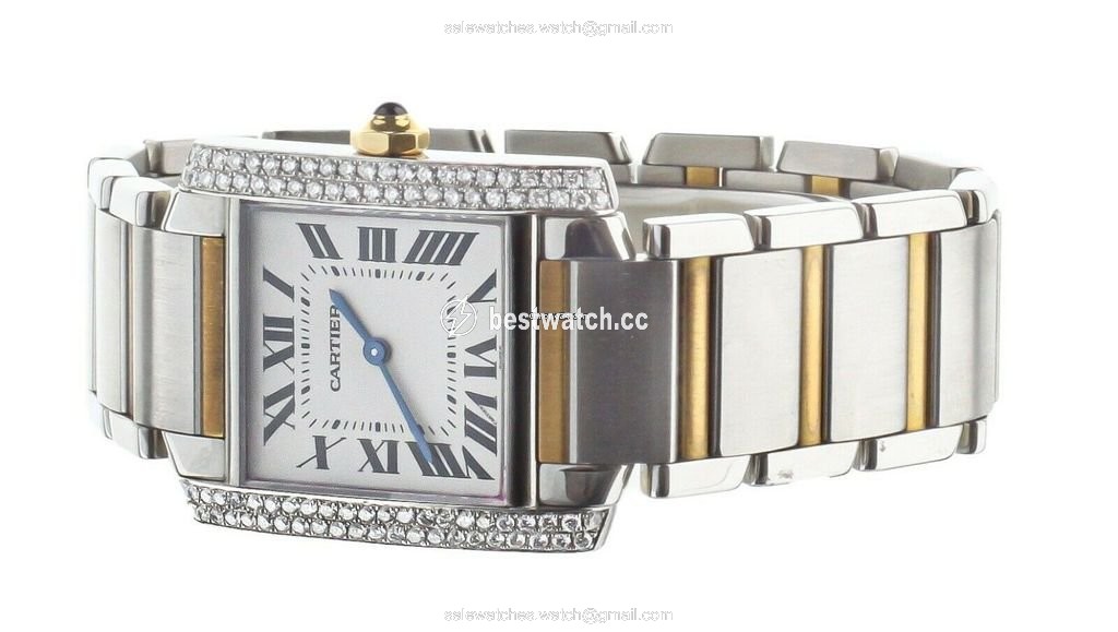 IMG_9086 Cartier Tank Francaise Womens watch Quartz Gold Steel W2TA0003 2301 3