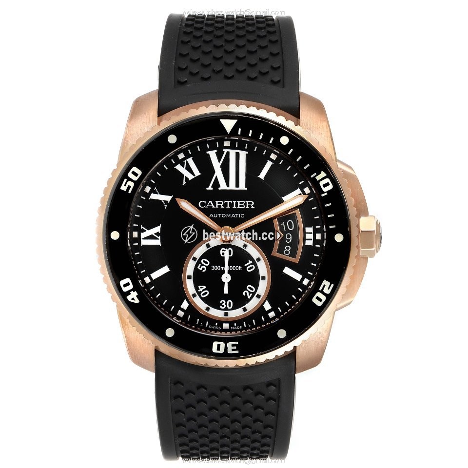 IMG_9086 Cartier Calibre de Cartier Diver Mens watch Unisex Automatic Rose gold W7100052 3