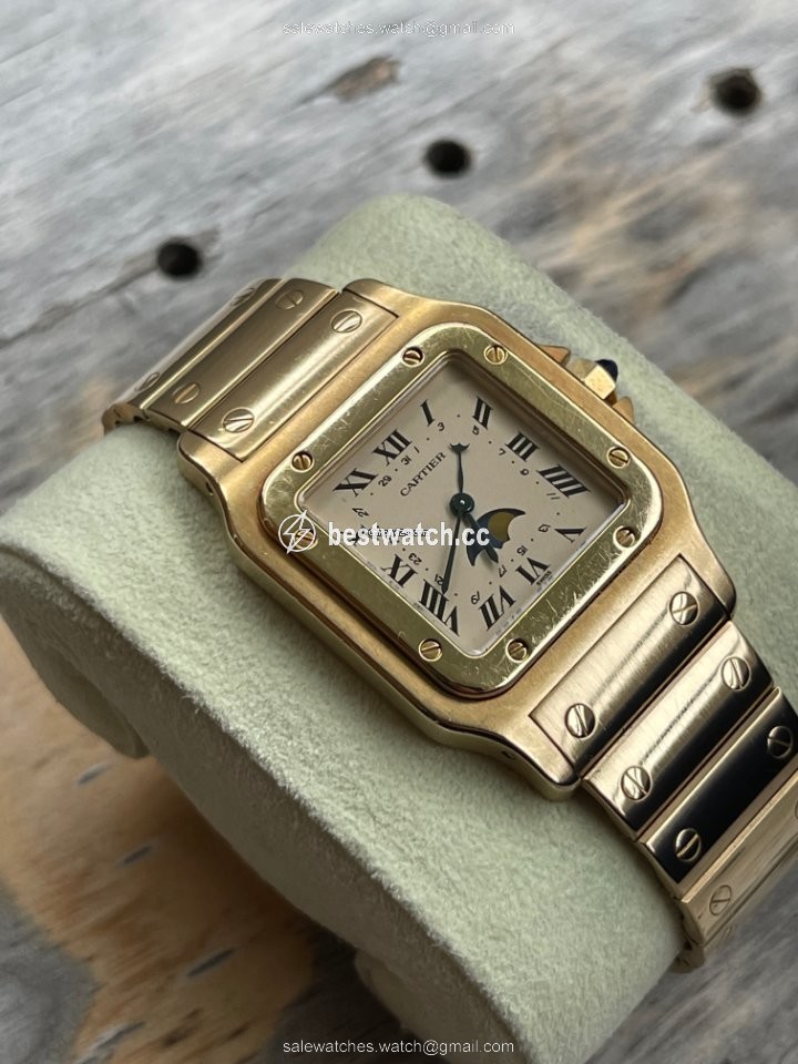 IMG_9086 Cartier Santos Womens watch Quartz Yellow gold 819901 3