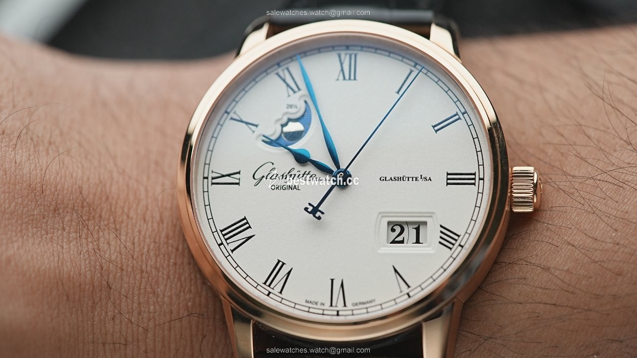 IMG_9086 Glashutte Original Senator Panorama Date Moon Phase Mens watch Unisex Automatic Rose gold 100-04-32-15-04 3