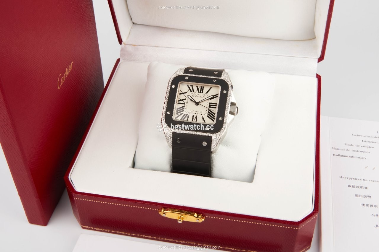 IMG_9086 Cartier Santos 100 Mens watch Unisex Automatic Steel W20121U2 3