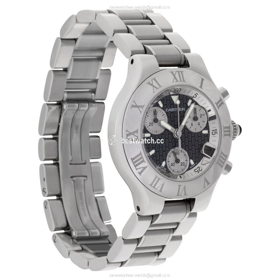 IMG_9086 Cartier 21 Chronoscaph Mens watch Unisex Quartz Steel W10172T2 3
