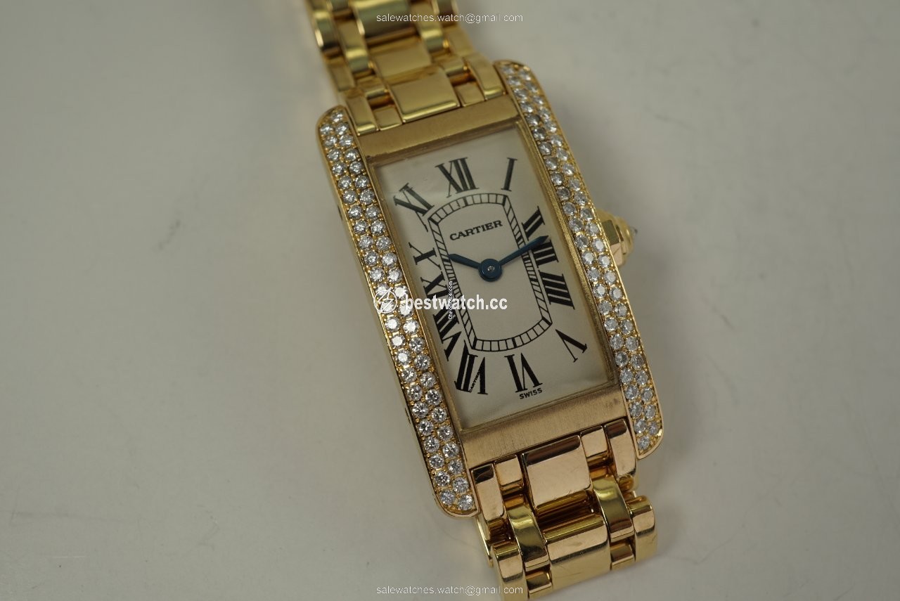 IMG_9086 Cartier Tank Americaine Womens watch Quartz Yellow gold 1710 3