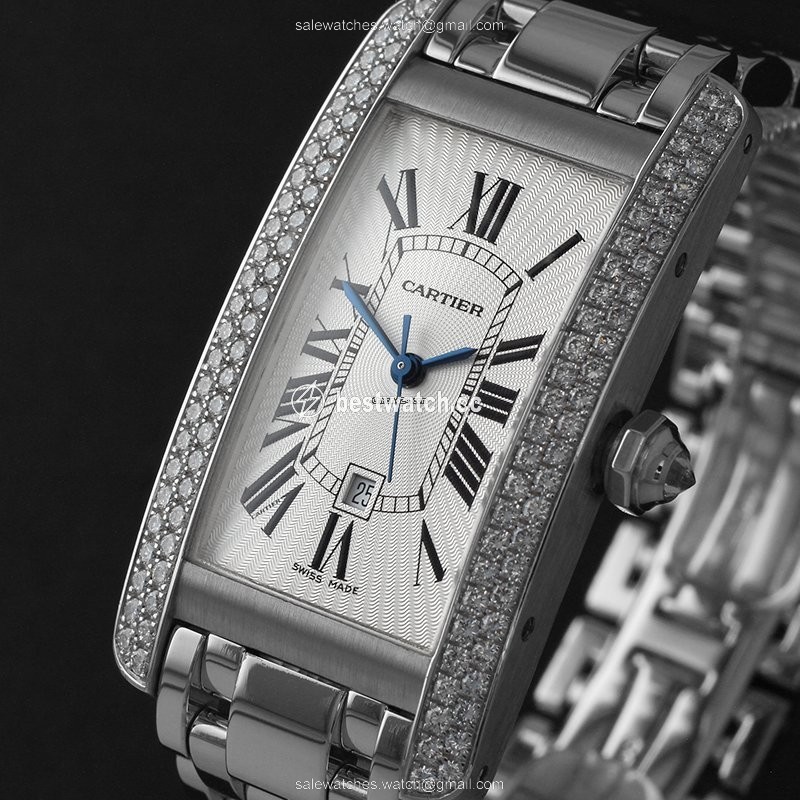 IMG_9086 Cartier Tank Americaine Womens watch Automatic White gold WB7026L1 3