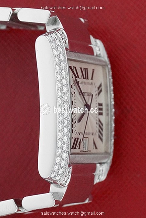 IMG_9086 Cartier Tank Francaise Mens watch Unisex Automatic White gold WE1003SF 3
