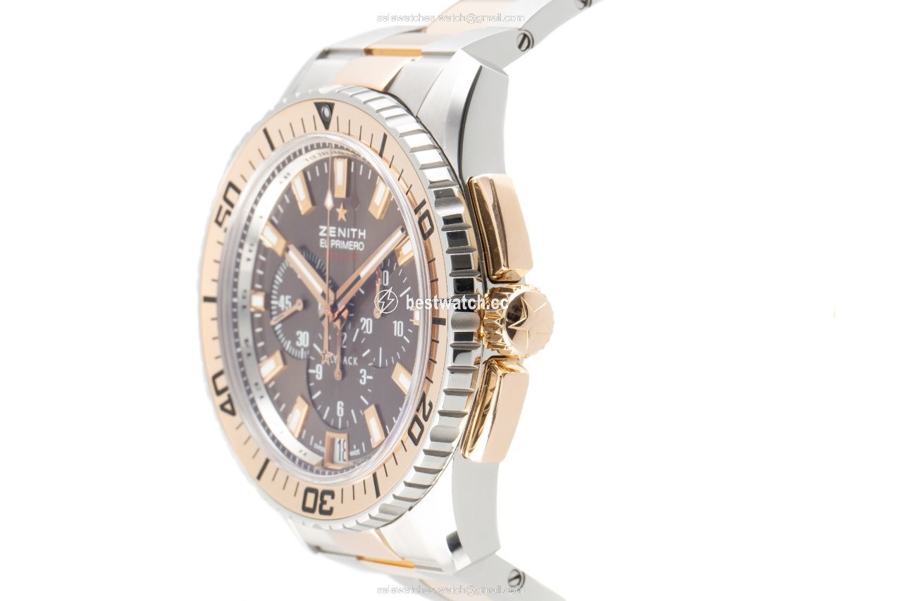 IMG_9086 Zenith El Primero Stratos Flyback Mens watch Unisex Automatic Gold Steel 51.2061.405 75.M2060 3