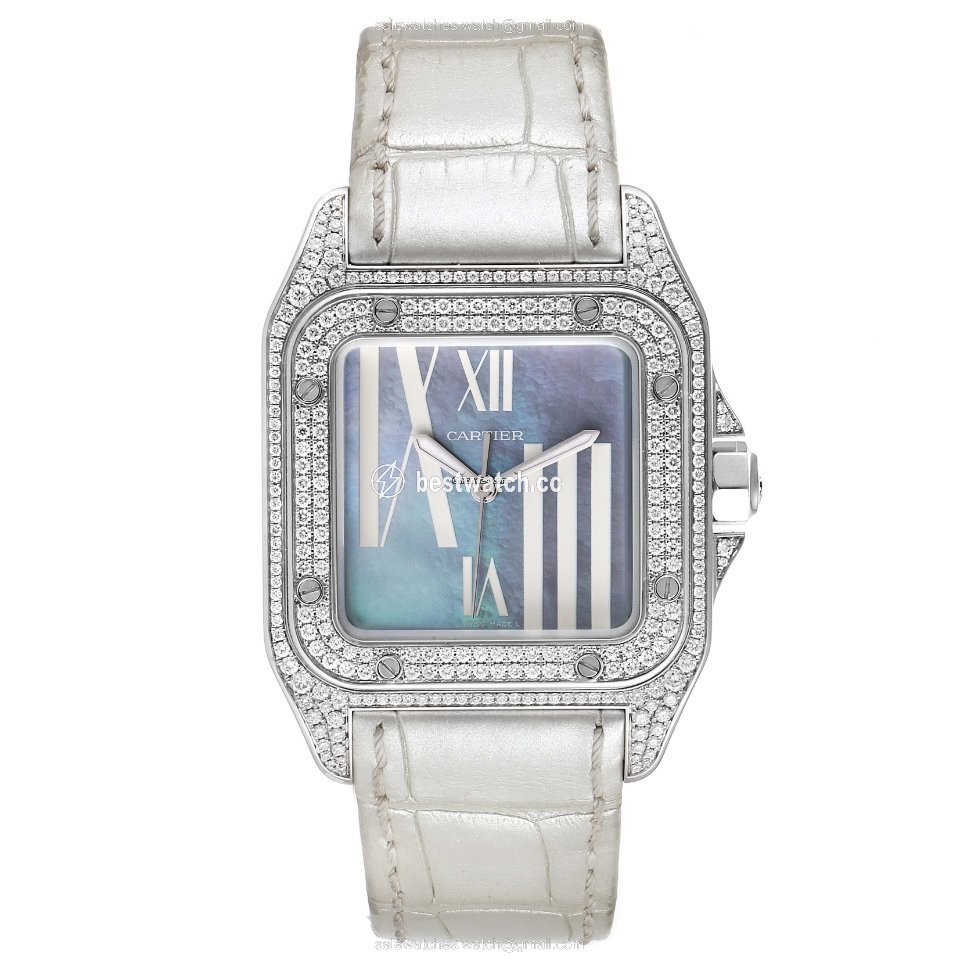 IMG_9086 Cartier Santos 100 Womens watch Automatic White gold WM503251 3