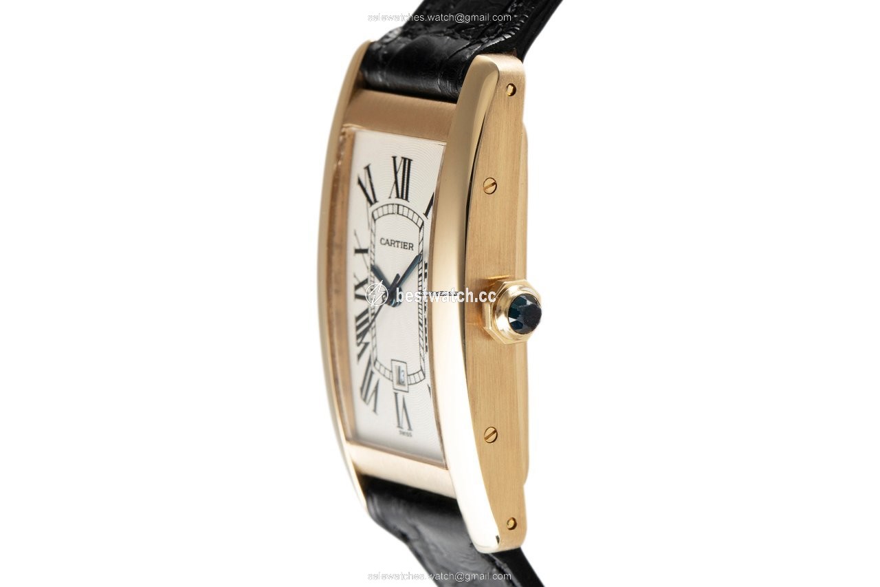 IMG_9086 Cartier Tank Americaine Mens watch Unisex Automatic Yellow gold 2483 3