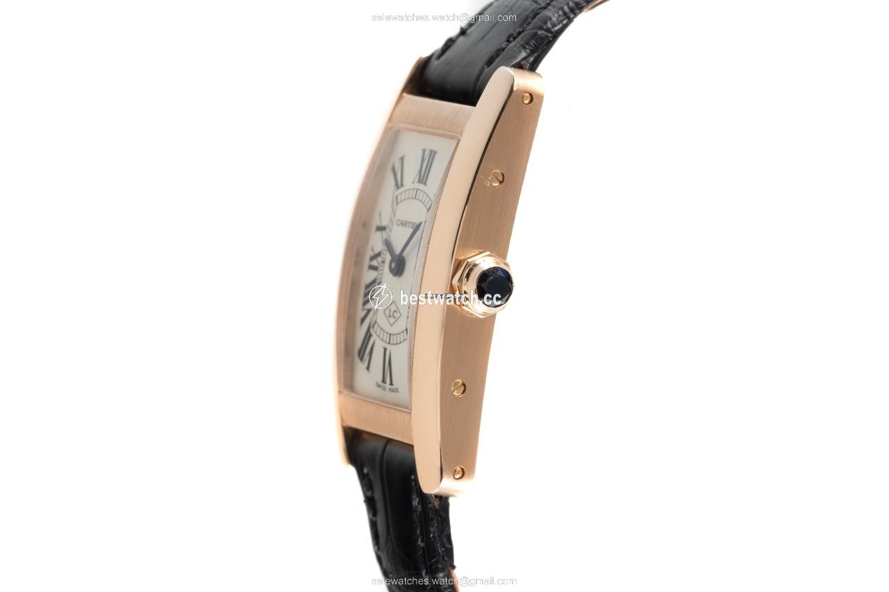 IMG_9086 Cartier Tank Americaine Womens watch Quartz Red gold 2503 3