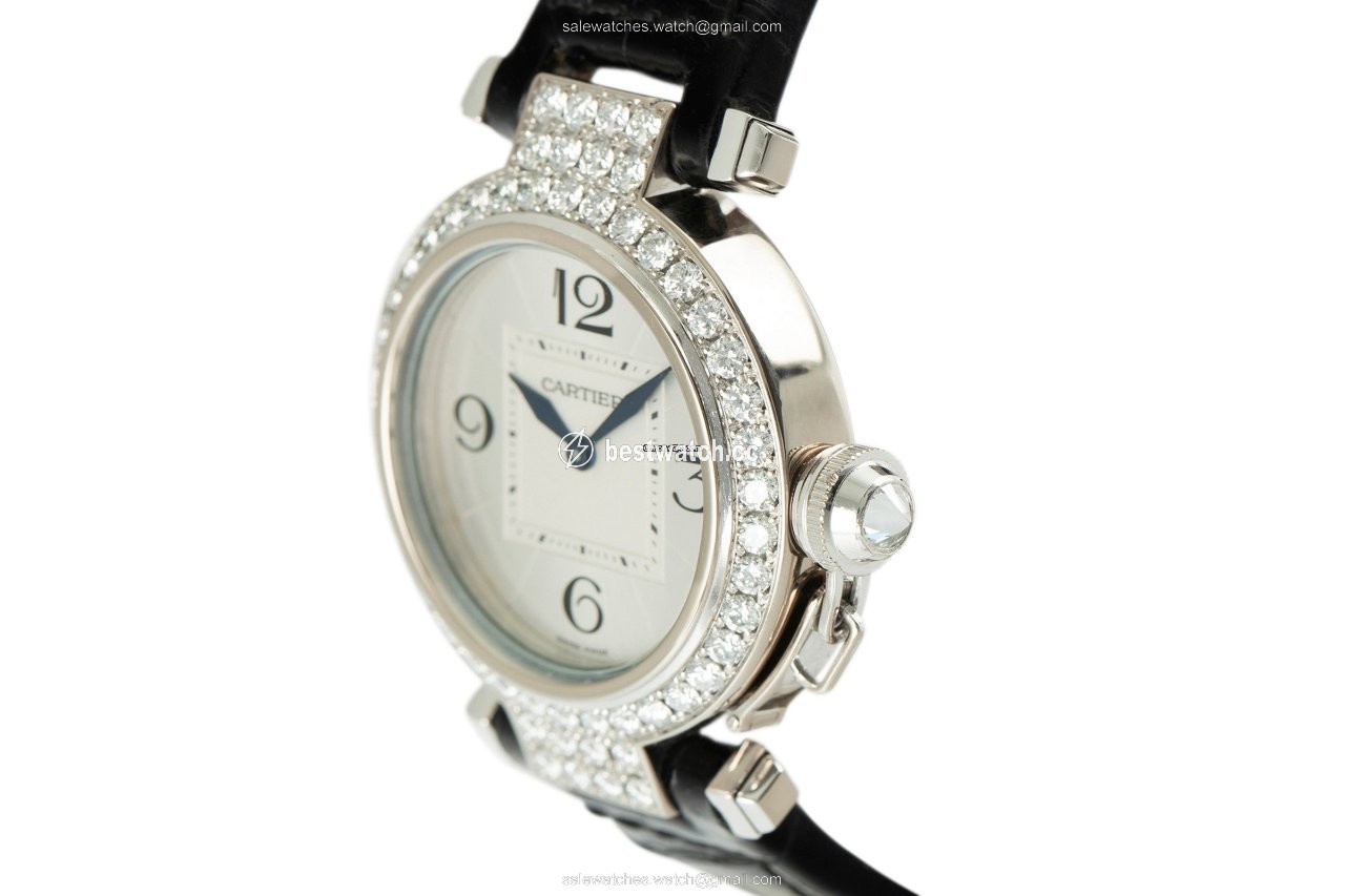 IMG_9086 Cartier Pasha Womens watch Quartz White gold 2813 3