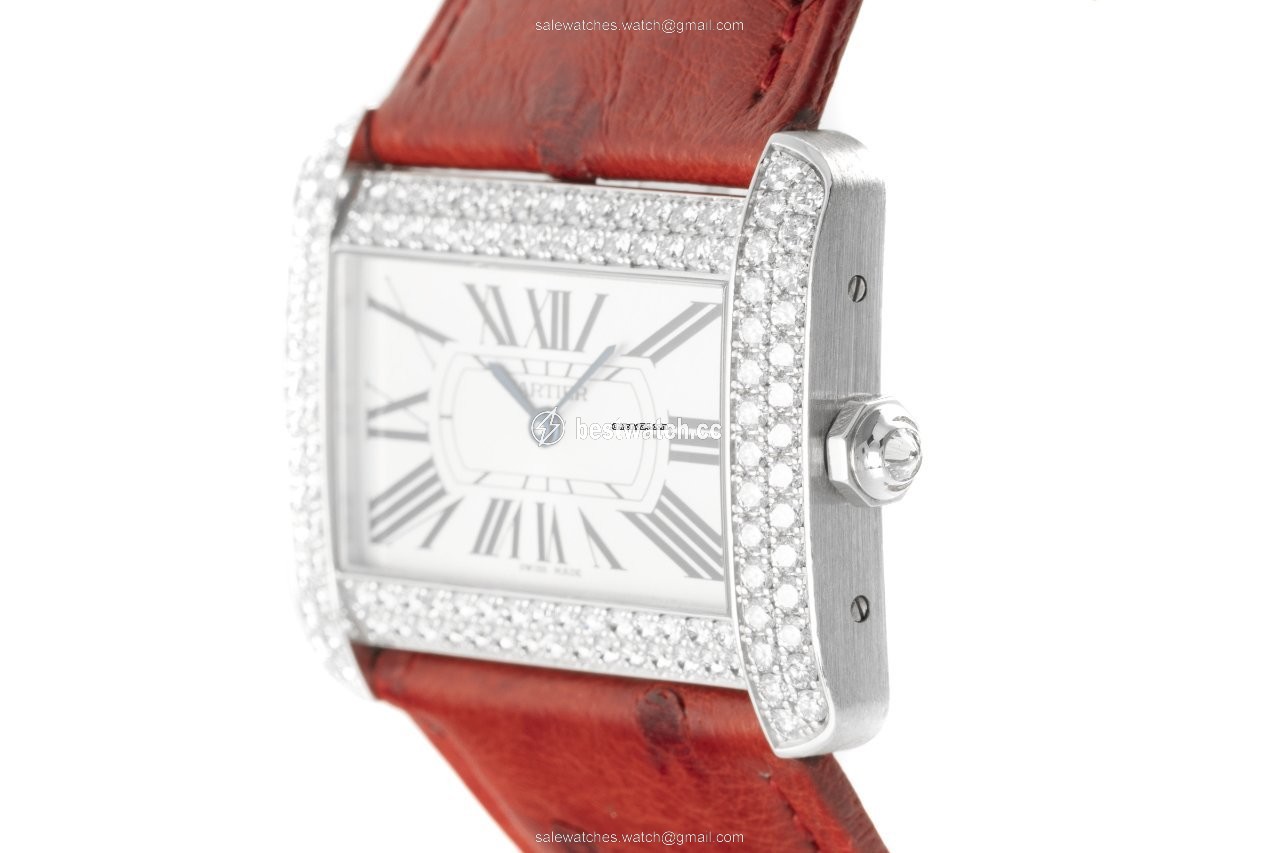 IMG_9086 Cartier Tank Divan Womens watch Quartz White gold 2614 3