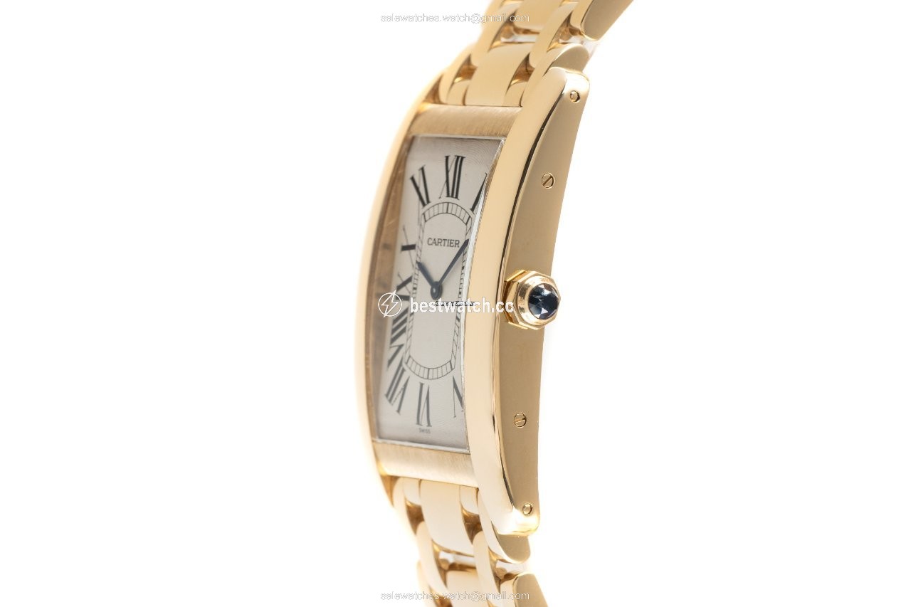 IMG_9086 Cartier Tank Americaine Mens watch Unisex Manual winding Yellow gold 1735 1 3