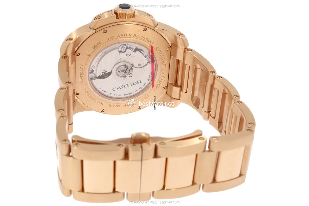 IMG_9086 Cartier Calibre de Cartier Mens watch Unisex Automatic Rose gold W7100018 3