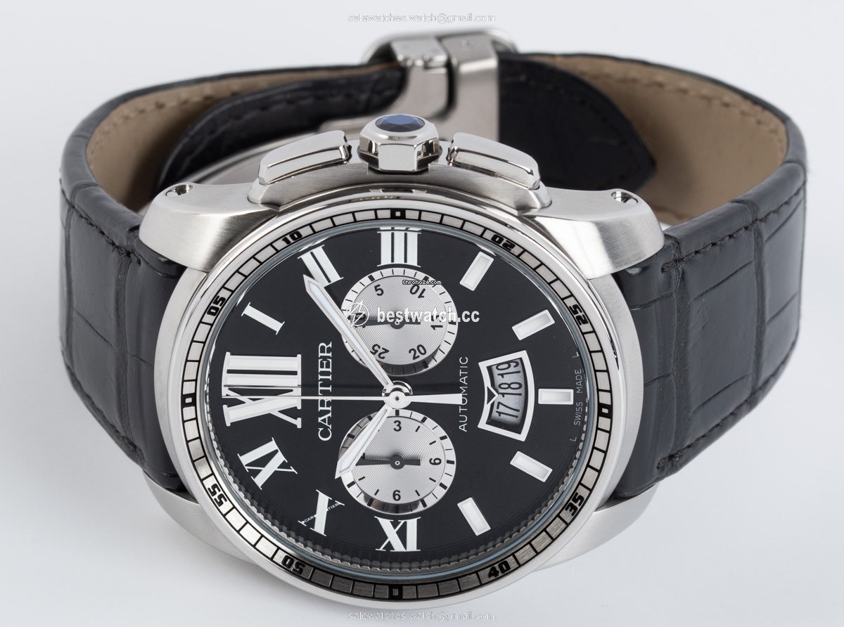IMG_9086 Cartier Calibre de Cartier Chronograph Mens watch Unisex Automatic Steel W7100060 3