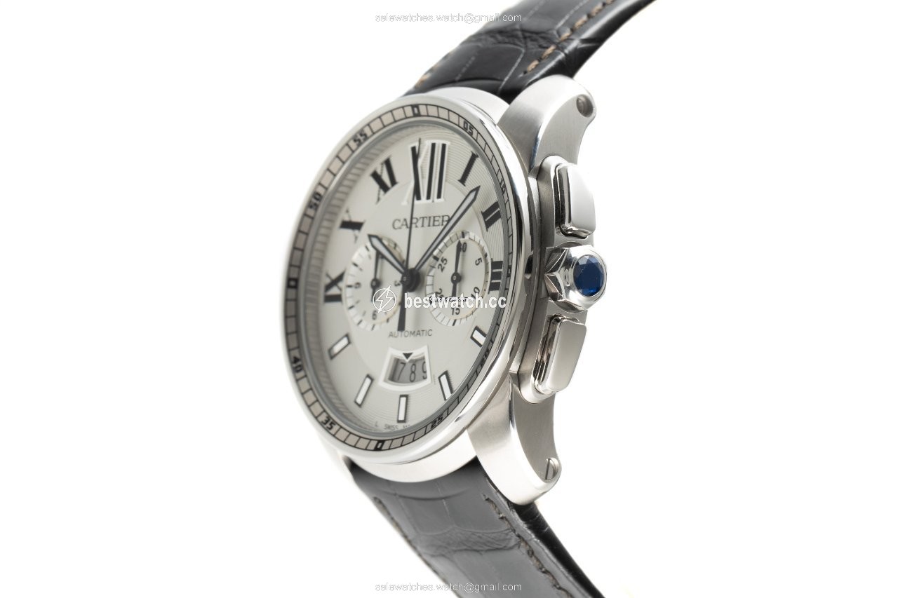 IMG_9086 Cartier Calibre de Cartier Chronograph Mens watch Unisex Automatic Steel W7100046 3