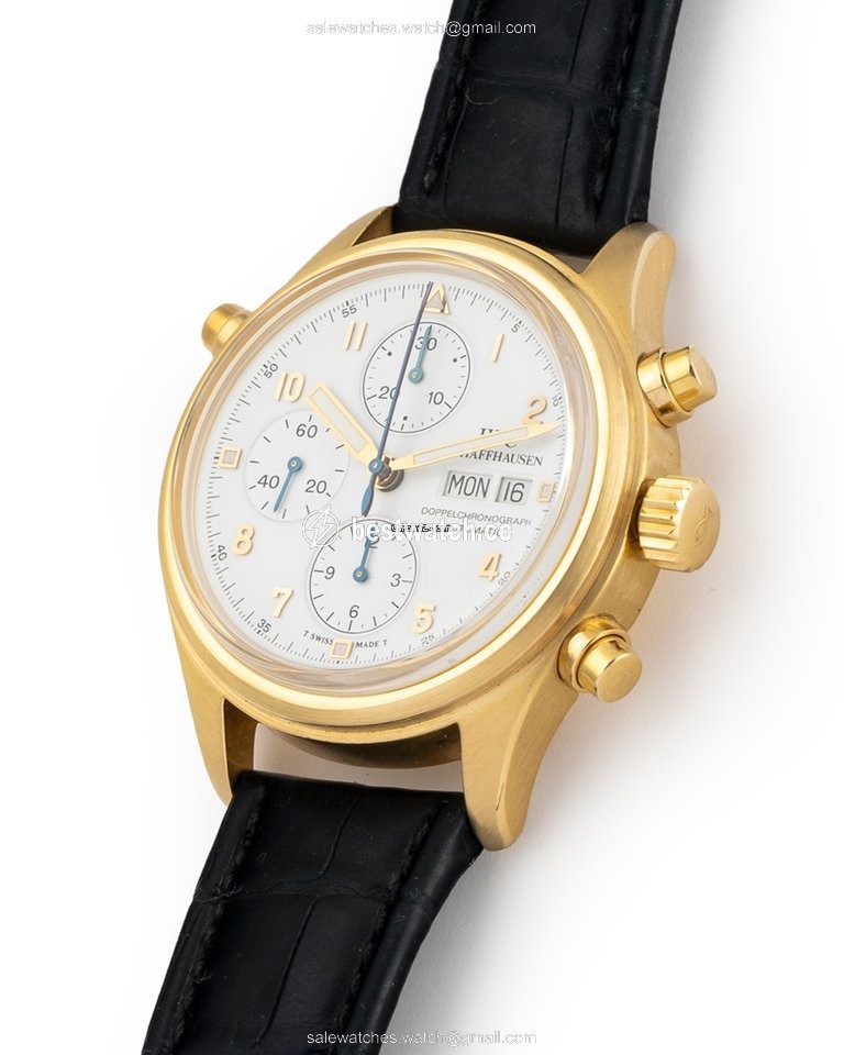 IMG_9086 IWC Pilot Double Chronograph Mens watch Unisex Automatic Yellow gold IW3711 3