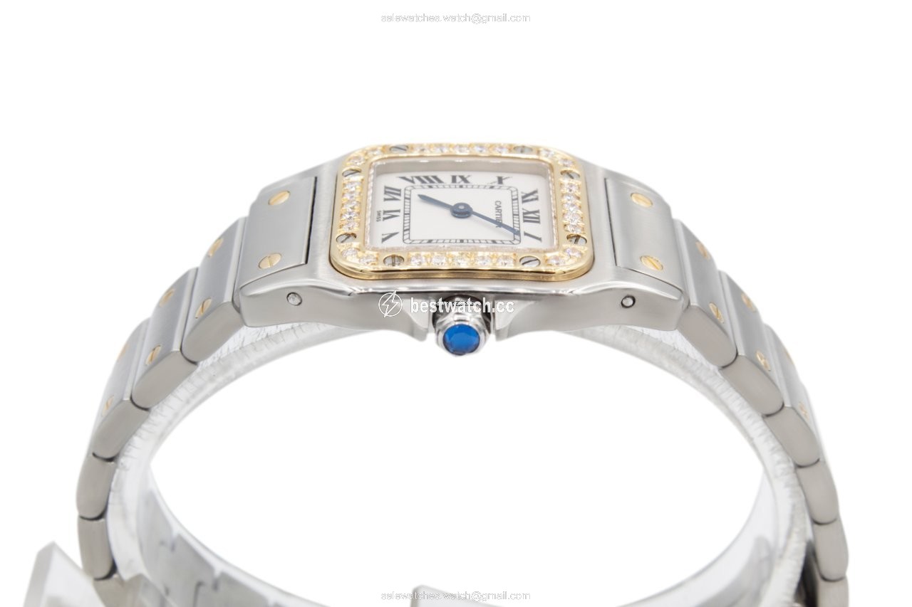 IMG_9086 Cartier Santos Galbee Womens watch Quartz Gold Steel 1567 3