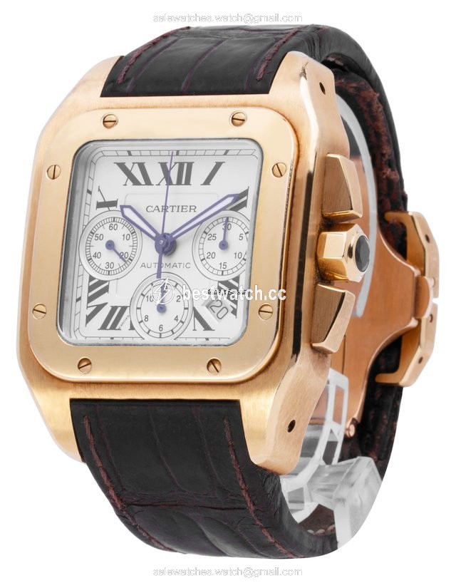 IMG_9086 Cartier Santos 100 Mens watch Unisex Automatic Yellow gold 2741 3