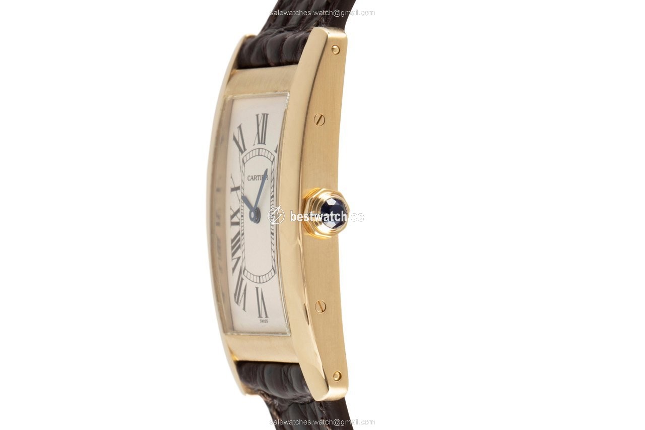 IMG_9086 Cartier Tank Americaine Mens watch Unisex Quartz Yellow gold 1720 3