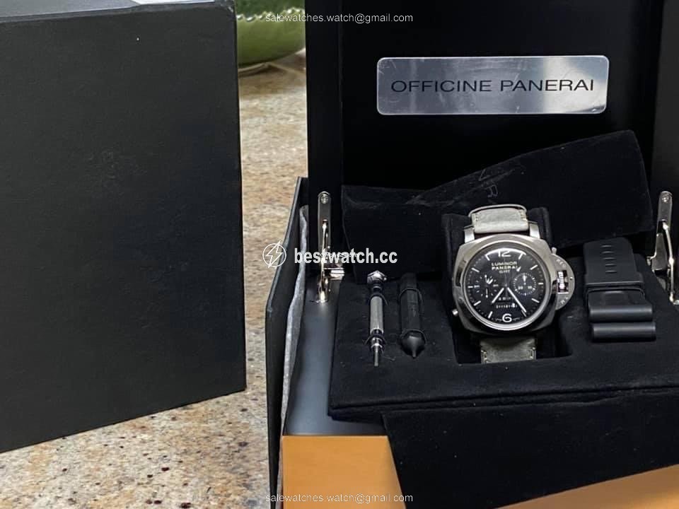 IMG_9086 Panerai Luminor 1950 8 Days Chrono Monopulsante GMT Mens watch Unisex Manual winding Steel PAM 00275 3